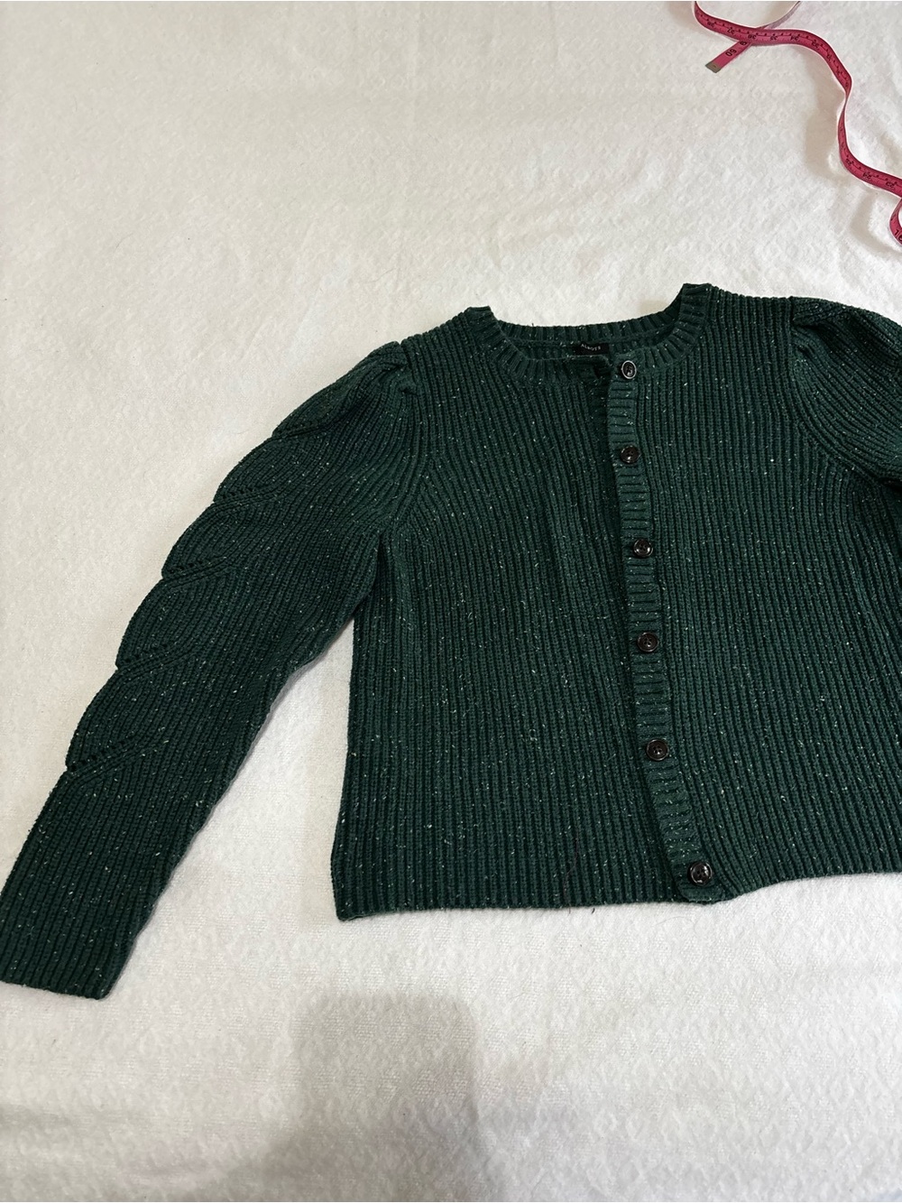 Talbots Dark Green Ribbed Button-Front Cardigan